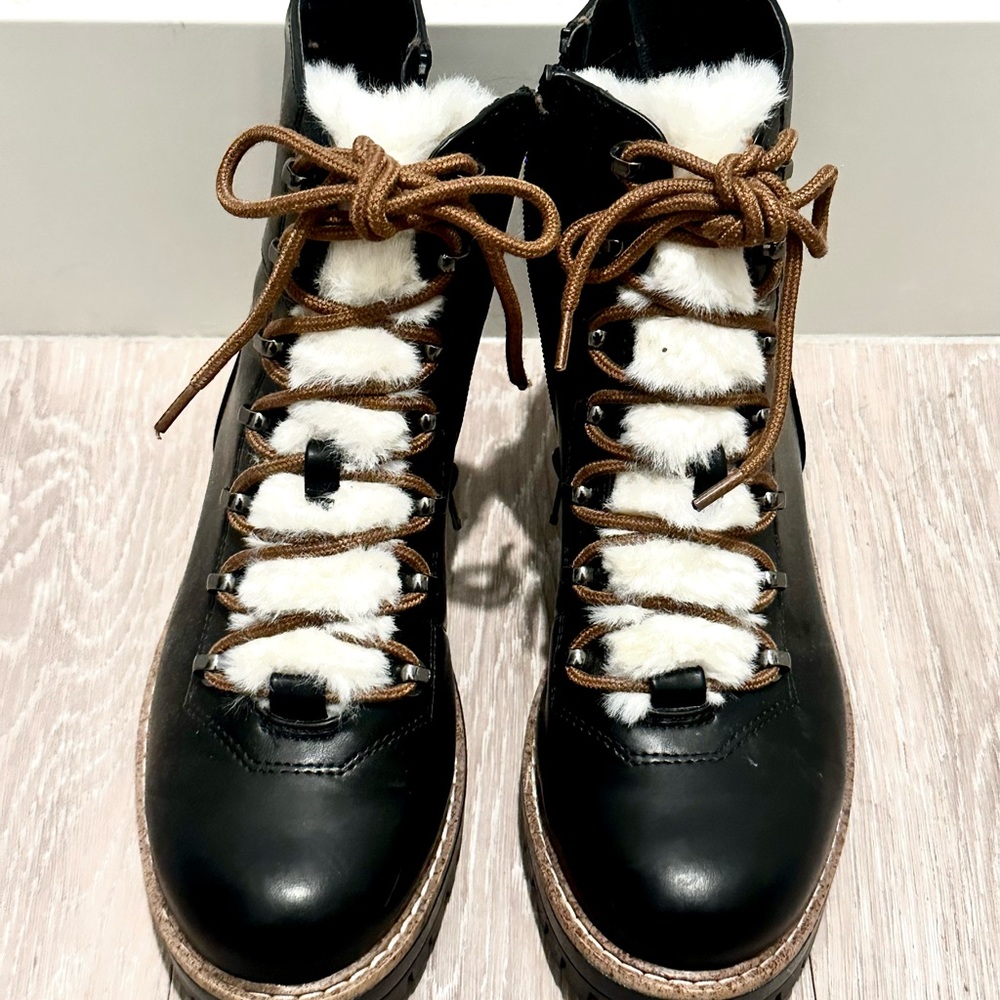 Black and Brown Women's Leighton Hiking Boots with Faux Fur Lining
